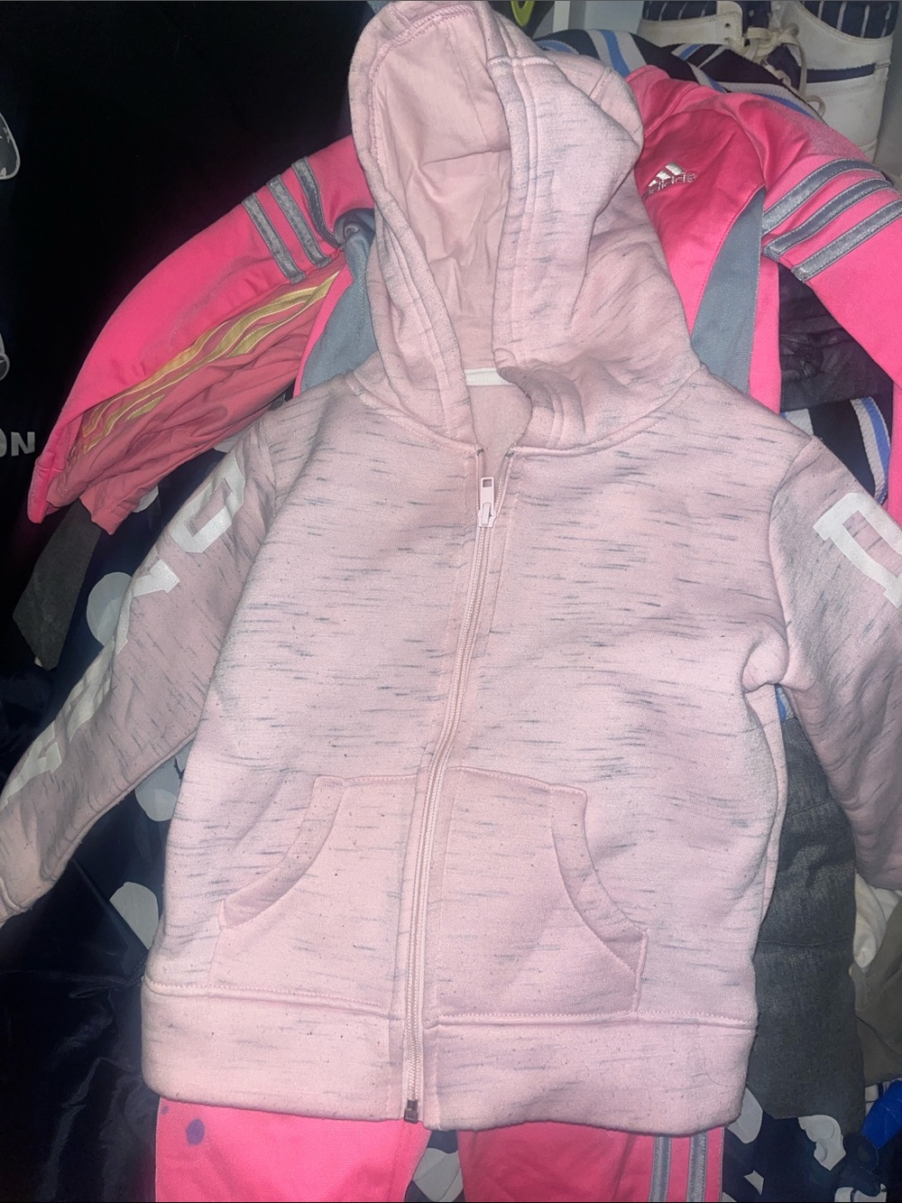 DKNY Light Pink Girls' Hooded Zip Sweatshirt